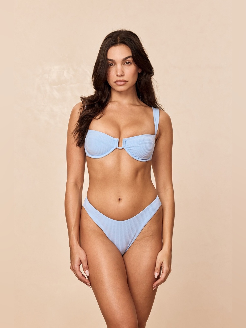 $92 MONDAY SWIMWEAR “Byron” Bikini Bottom in “Sky Rib”, Women’s Size Small